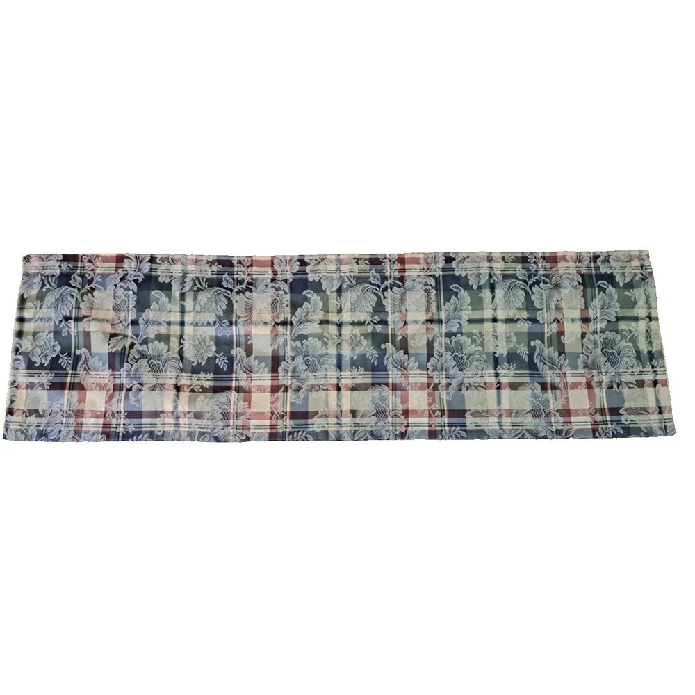 Plaid Floral Damask Curtain Valance Blue Red Beige Country Cottage 15x52